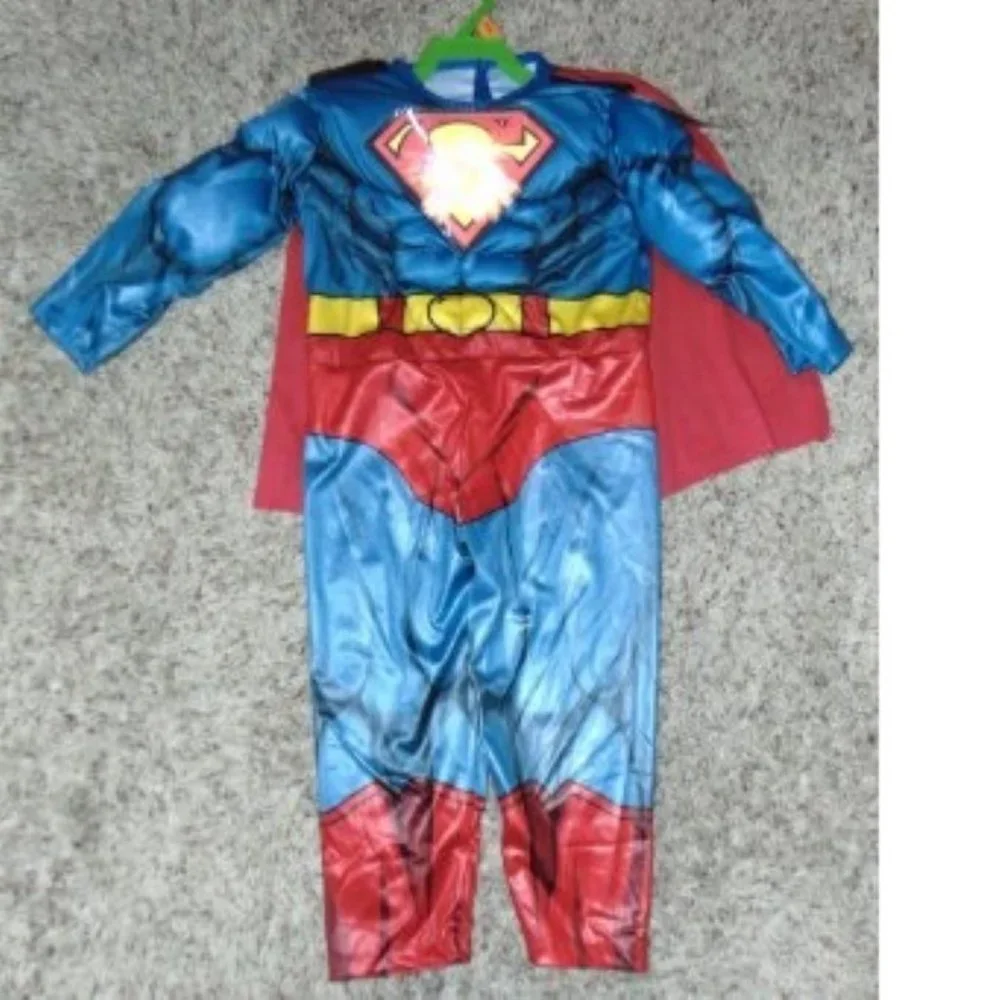 Superman Muscle Halloween Costume 3T/4T Jumpsuit & Cape DC Comics Boys Toddler
